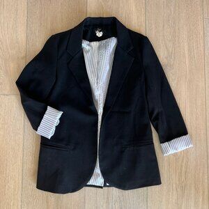 Aqua Classic Black Blazer Silky Striped Interior, XS